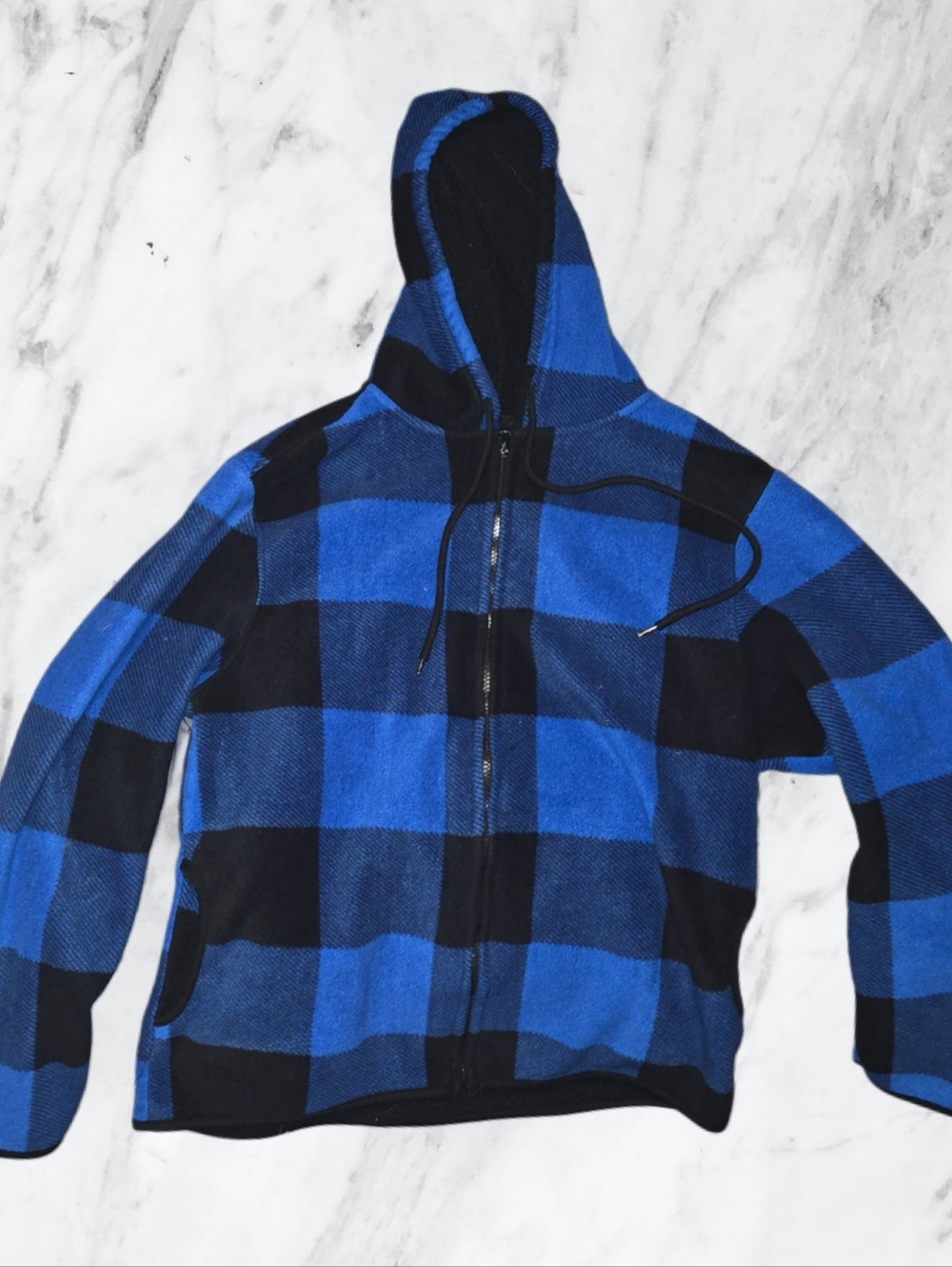 J.Come Buffalo Plaid Hooded Fleece Jacket - Blue & Black